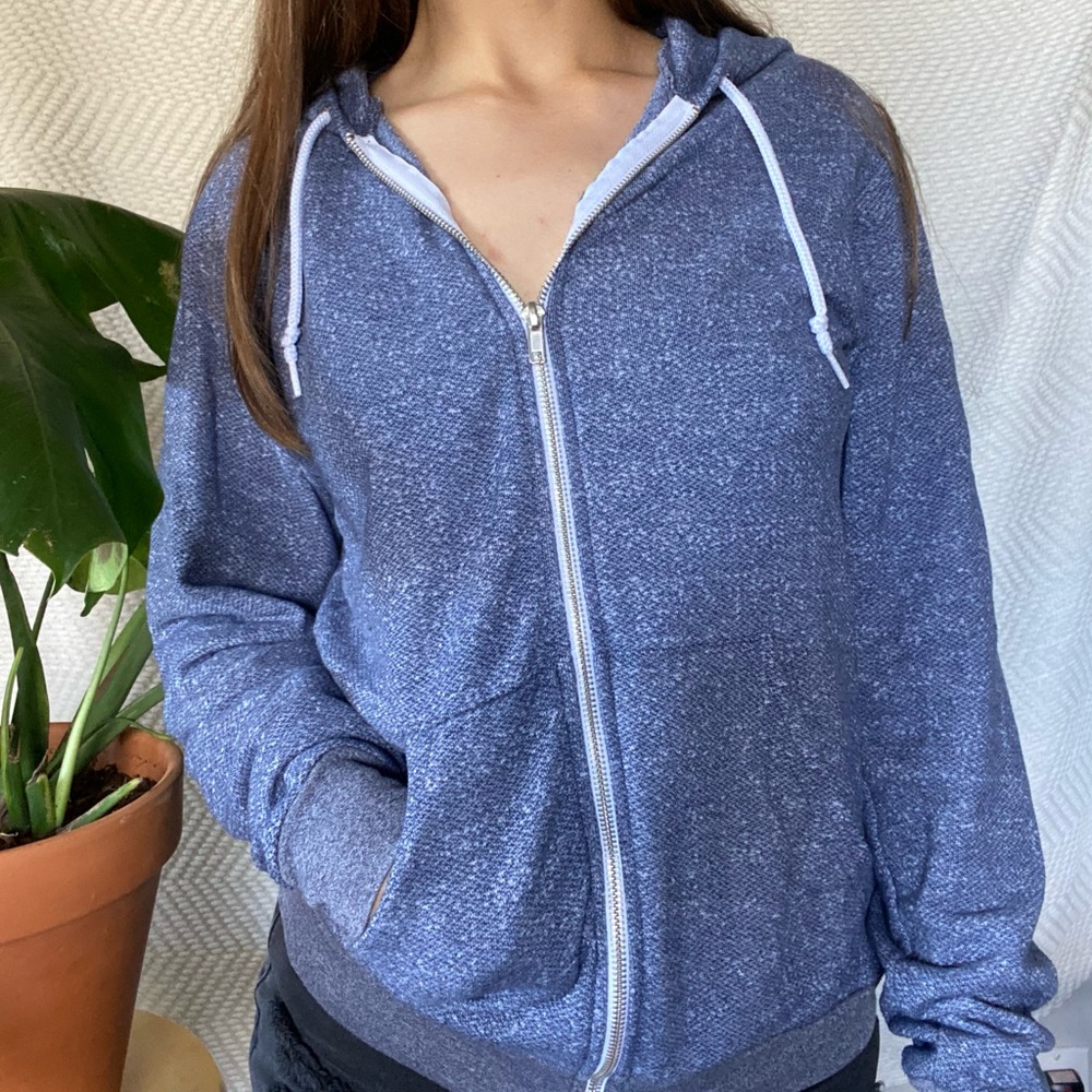 Light Blue Zip Up American Apparel Hoodie